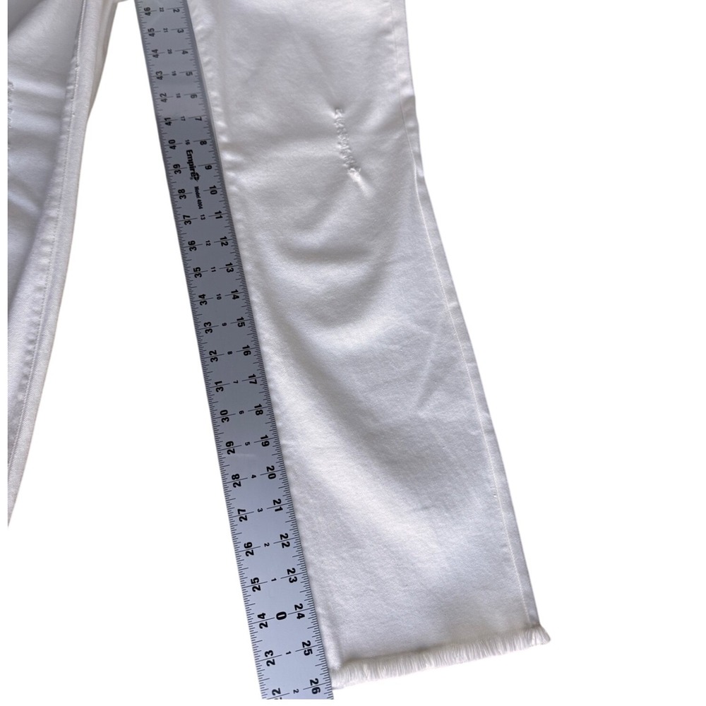 Liverpool Los Angeles Cream Distressed Jeans Raw‎ Edge Size 2/26 Crop Straight - Picture 8 of 9